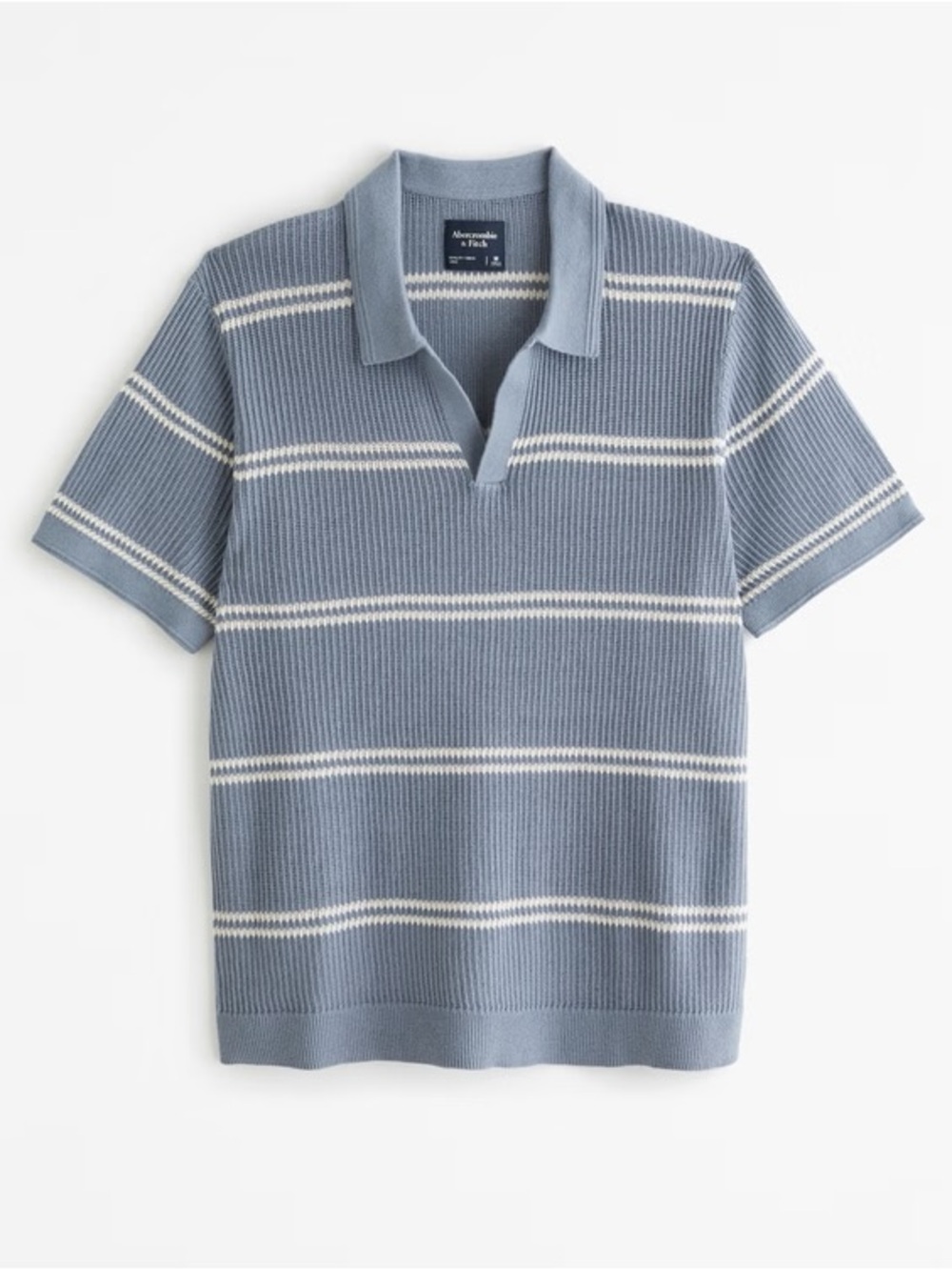 Abercrombie & Fitch Men's Blue Stripe Knit Polo — Size L Tall